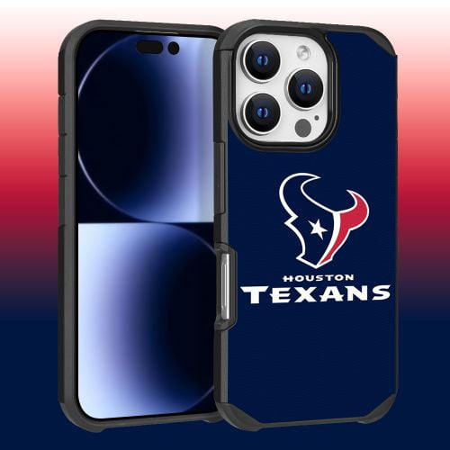 Apple iPhone 16 Pro (6.3) - NFL Licensed Houston Texans Team Logo on Blue Textured Dual Layer Case