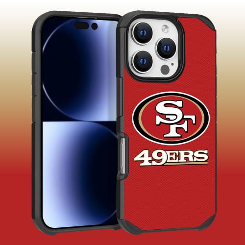 Apple iPhone 16 Pro (6.3) - NFL Licensed San Francisco 49ers Team Logo on Red Textured Dual Layer Case