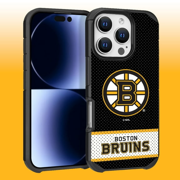 Apple iPhone 16 Pro (6.3) - NHL Licensed Boston Bruins Team Logo on Jersey Textured Dual Layer Case