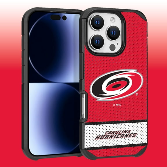 Apple iPhone 16 Pro (6.3) - NHL Licensed Carolina Hurricanes Team Logo on Jersey Textured Dual Layer Case