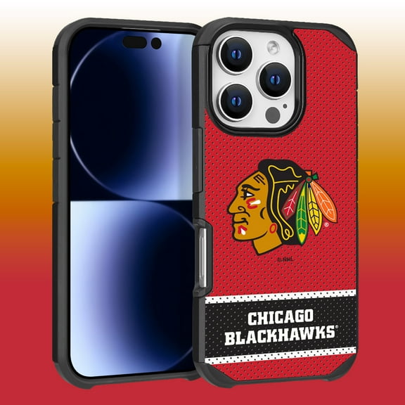 Apple iPhone 16 Pro (6.3) - NHL Licensed Chicago Blackhawks Team Logo on Jersey Textured Dual Layer Case