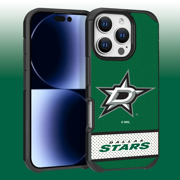 Apple iPhone 16 Pro (6.3) - NHL Licensed Dallas Stars Team Logo on Jersey Textured Dual Layer Case