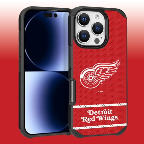 Apple iPhone 16 Pro (6.3) - NHL Licensed Detroit Red Wings Team Logo on Jersey Textured Dual Layer Case