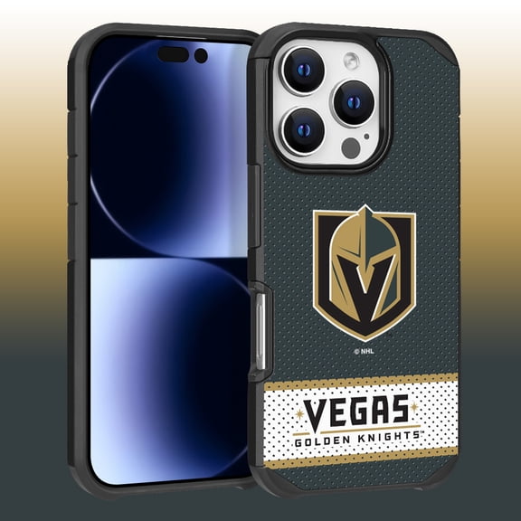 Apple iPhone 16 Pro (6.3) - NHL Licensed Las Vegas Golden Team Logo on Jersey Textured Dual Layer Case