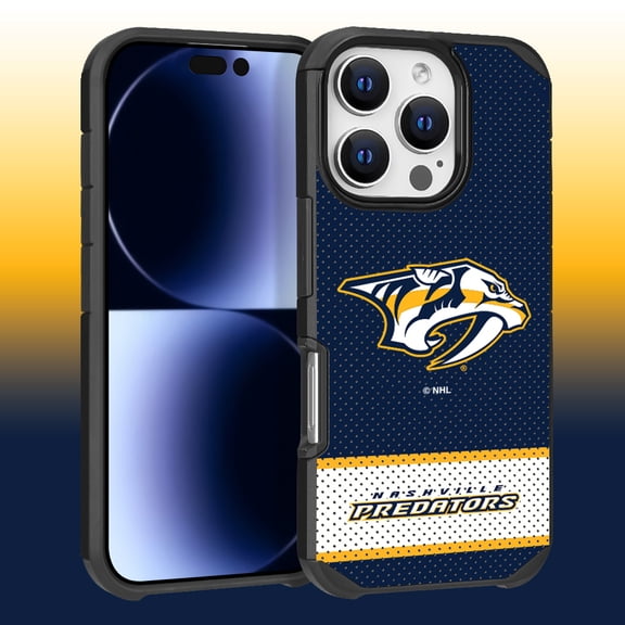 Apple iPhone 16 Pro (6.3) - NHL Licensed Nashville Predators Team Logo on Jersey Textured Dual Layer Case
