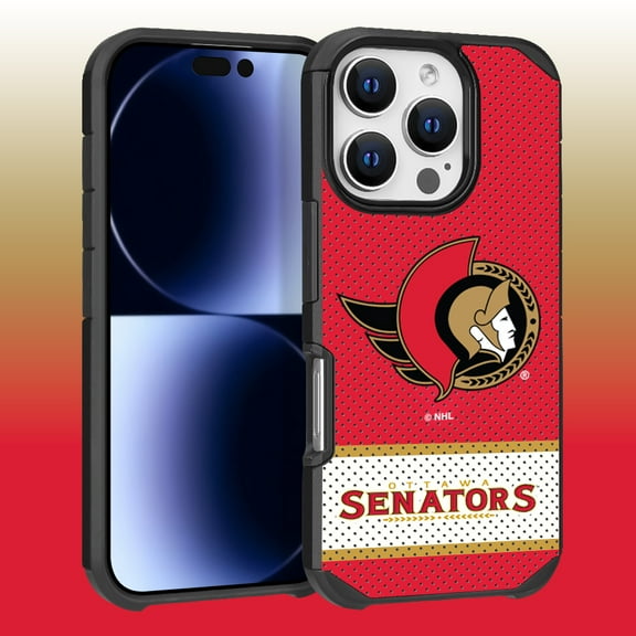 Apple iPhone 16 Pro (6.3) - NHL Licensed Ottawa Senators Team Logo on Jersey Textured Dual Layer Case