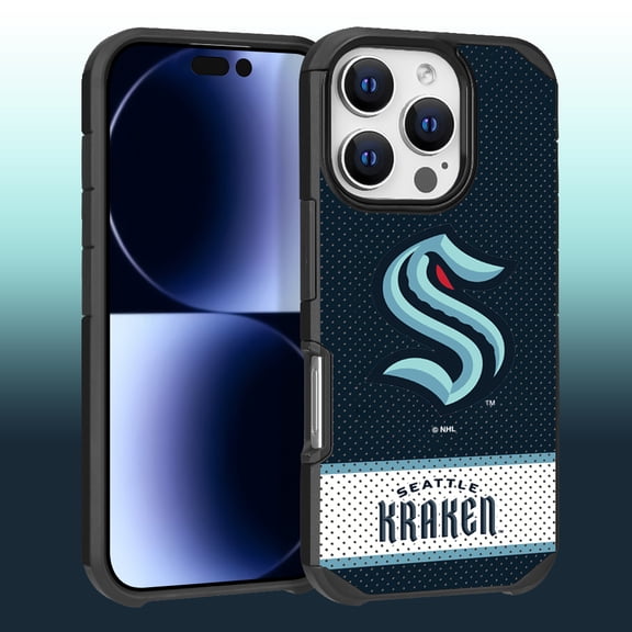 Apple iPhone 16 Pro (6.3) - NHL Licensed Seattle Kraken Team Logo on Jersey Textured Dual Layer Case
