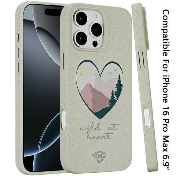 For Apple iPhone 16 Pro Max (6.9") Eco Friendly Bio-Degradable Design Hybrid Cases Slim Fit Soft TPU Drop Protection Rubber printed Cover, XPM Phone Case [Wild At Heart]