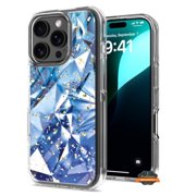 For Apple iPhone 16 Pro Max 6.9" Hybrid Fashion Stylish Trendy Picture Design Hard Back PC Shockproof TPU Slim Protective Phone Case Cover by Xpression - Marble Blue White
