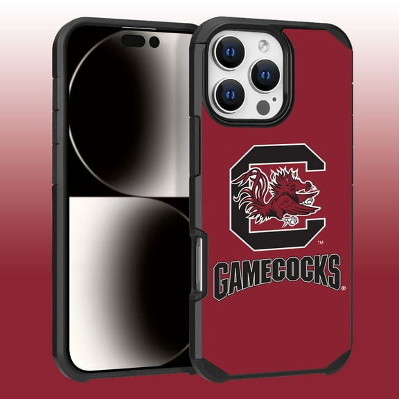 Apple iPhone 16 Pro Max (6.9) - Licensed NCAA University of South Carolina Gamecocks Logo on Red Textured Dual Layer Case