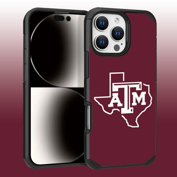 Apple iPhone 16 Pro Max (6.9) - Licensed NCAA of Texas A&M University Aggies Logo on Red Textured Dual Layer Case