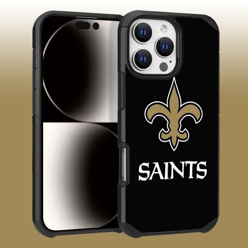 Apple iPhone 16 Pro Max (6.9) - NFL Licensed New Orleans Saints Team Logo on Black Textured Dual Layer Case