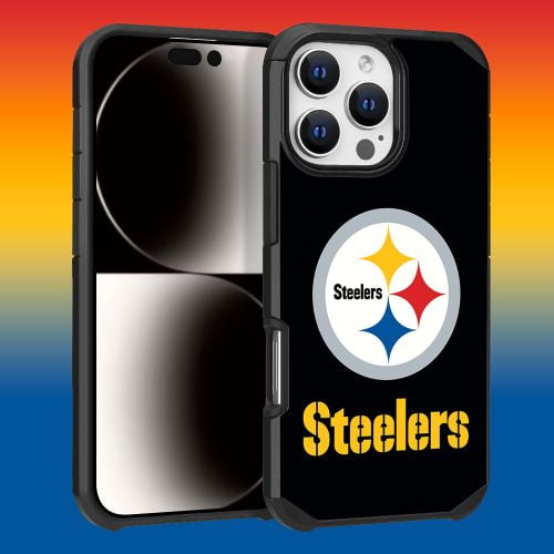 Apple iPhone 16 Pro Max (6.9) - NFL Licensed Pittsburgh Steelers Team Logo on Black Textured Dual Layer Case