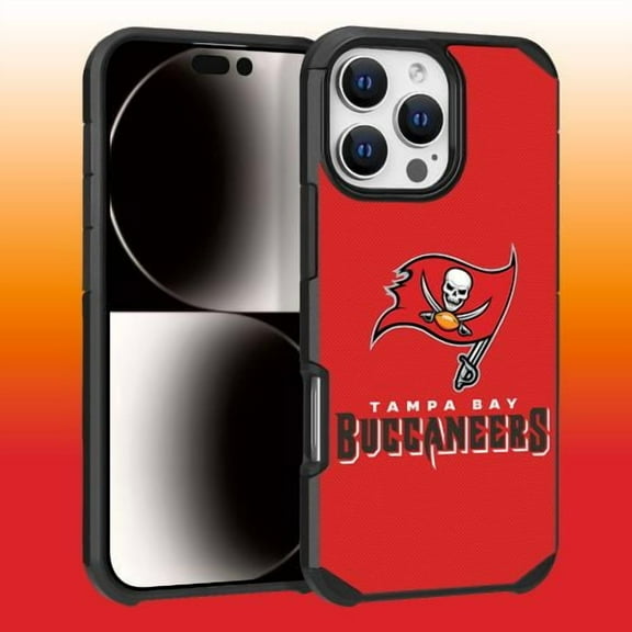 Apple iPhone 16 Pro Max (6.9) - NFL Licensed Tampa Bay Buccaneers Team Logo on Red Textured Dual Layer Case