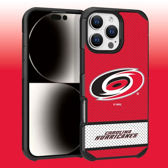 Apple iPhone 16 Pro Max (6.9) - NHL Licensed Carolina Hurricanes Team Logo on Jersey Textured Dual Layer Case