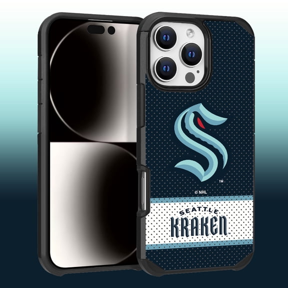 Apple iPhone 16 Pro Max (6.9) - NHL Licensed Seattle Kraken Team Logo on Jersey Textured Dual Layer Case