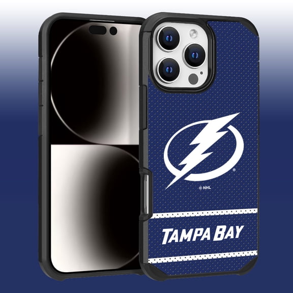 Apple iPhone 16 Pro Max (6.9) - NHL Licensed Tampa Bay Lightning Team Logo on Jersey Textured Dual Layer Case