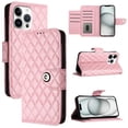 thumbnail image 1 of For Apple iPhone 16 Pro Max Argyle Pattern PU Leather Wallet Case Magnetic Flip Cover 7-Card Slots Pocket With Detachable  Wrist Strap,Pink,For iPhone 16 Pro Max, 1 of 7