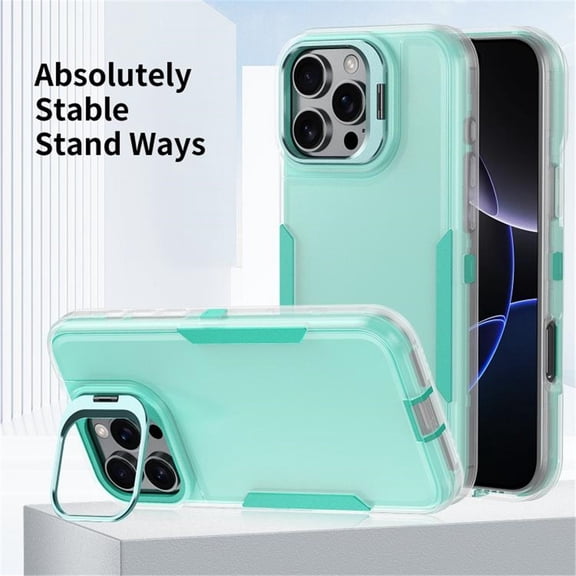 For Apple iPhone 16 Pro Max Case With Adjustable hidden lens holder Shockproof Rugged Full Body Protection Heavy Duty Dust/Drop Proof Cover Case,Green,For iPhone 16 Pro Max