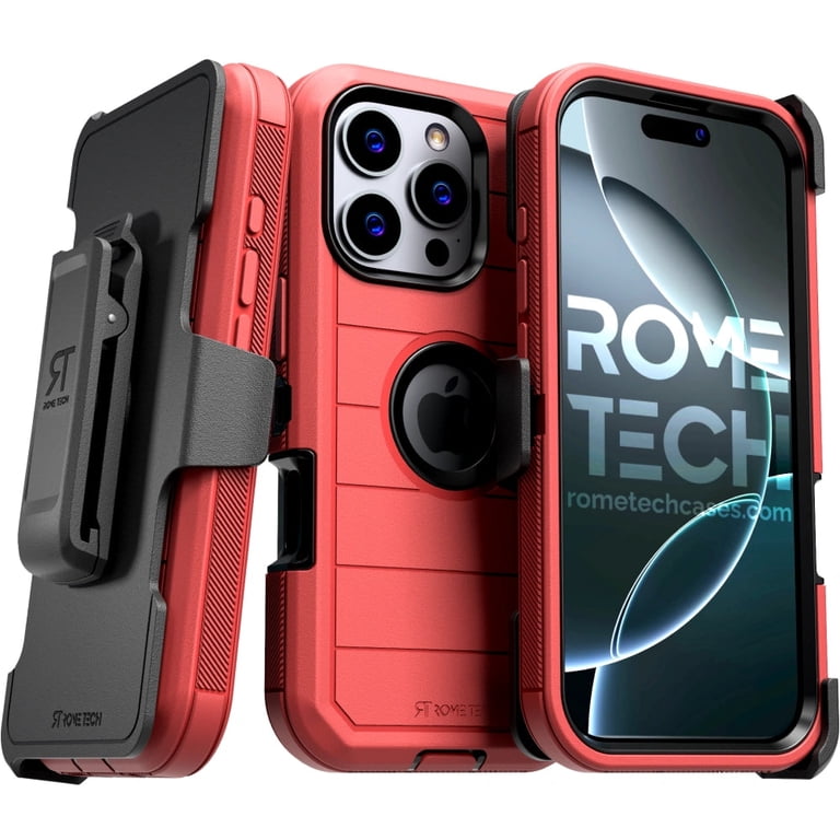 Rome Tech Defender Case for iPhone 16 Pro Max, Dual-Layer, Red/Black, with Belt Clip and Kickstand - Walmart.com Rome Tech Defender Case for iPhone 16 Pro Max, Dual-Layer, Red/Black, with Belt Clip and Kickstand - Walmart.com