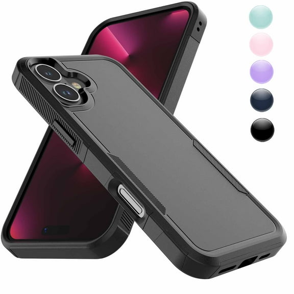 For Apple iPhone 16 Pro Max Heavy Duty Shockproof Case, Military Grade Drop Tested, Dual Layer Full Body Protective Cover with Non-Slip Grip, Slim Fit Design-Black