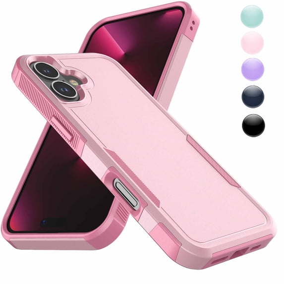 For Apple iPhone 16 Pro Max Heavy Duty Shockproof Case, Military Grade Drop Tested, Dual Layer Full Body Protective Cover with Non-Slip Grip, Slim Fit Design-Rose Gold