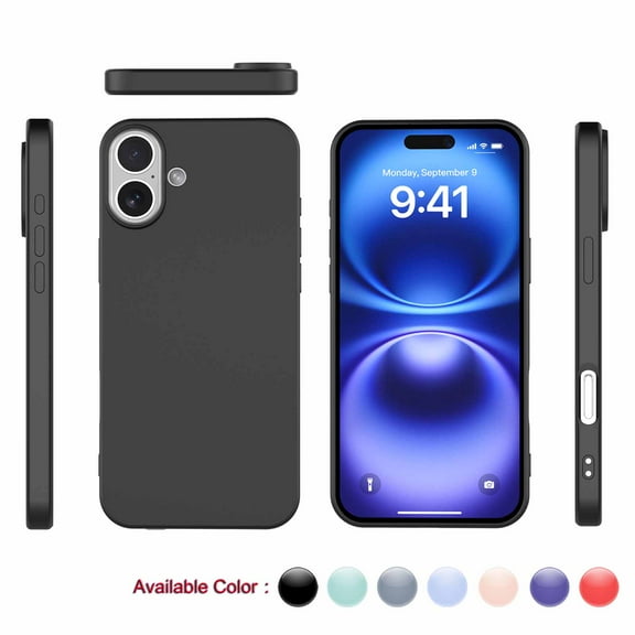 Apple iPhone 16 Shockproof Silicone Case, Rugged Soft Gel Rubber Cover, Ultra Slim Anti-Scratch Design with Microfiber Lining, Protective Phone Case for iPhone 16-Black