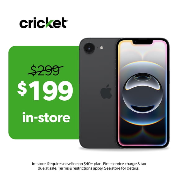 Cricket Wireless Apple iPhone 16e 8GB RAM (Prepaid), Midnight