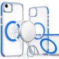 thumbnail image 1 of For Apple iPhone 16e Hybrid Clear Back Case with Invisible Camera Bracket Stand, MagSafe Magnetic Circle, Shockproof Color Frame Cover, XPM Phone Case [Blue], 1 of 11