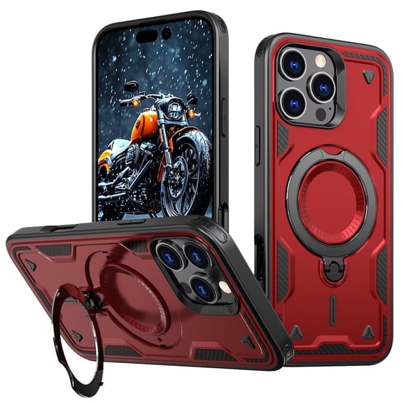 For Apple iPhone 16e /iPhone SE4 Ring Holder Military-Grade Shockproof, Magnetic Kickstand, Large Twisting Compatible with MagSafe Phone Case Cover Red