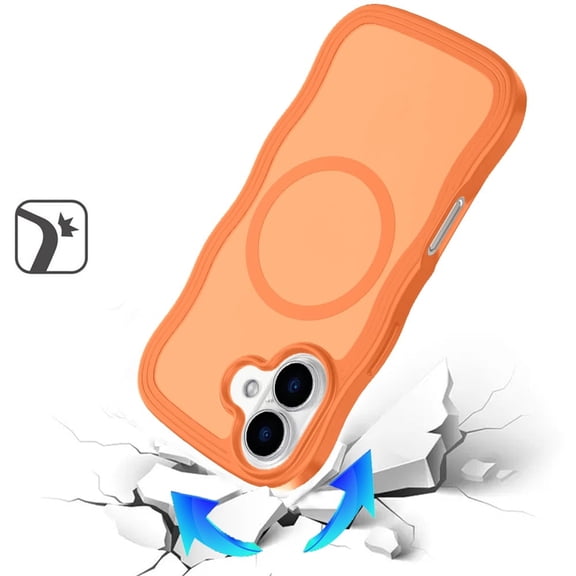 For Apple iPhone 17 (6.3") Phone Case, Grip Hand Magnetic Hybrid Case Shockproof Protection Matte Skin Rubber TPU + PC Cover for iPhone 17 - Cosmic Orange