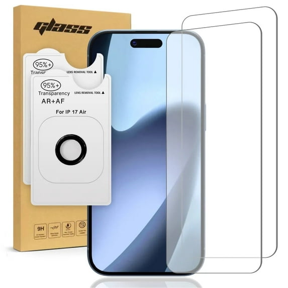 Apple iPhone 17 Air Tempered Glass Screen Protector, 2 Screen Protectors + 2 Camera Lens Protectors