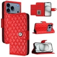 thumbnail image 1 of For Apple iPhone 17 Pro Argyle Pattern PU Leather Wallet Case Magnetic Flip Cover 7-Card Slots Pocket With Detachable  Wrist Strap,Red,For iPhone 17 Pro, 1 of 7
