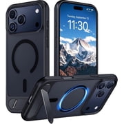 Apple iPhone 17 Pro Case, Built in Kickstand, Compatible With MagSafe, Military Grade Shockproof, Slim Translucent Matte Phone Cover 6.3, Black