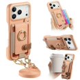 thumbnail image 1 of For Apple iPhone 17 Pro Max 6.9" Phone Case Wallet With Card Holder,PU Leather Case,Ring Holder Kickstand Magnetic Protective Women Men Cover With Shoulder Strap,Pink,For iPhone 17 Pro Max, 1 of 10