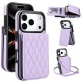 thumbnail image 1 of For Apple iPhone 17 Pro Max Argyle Pattern PU Leather RFID Blocking Protective Purse Wallet Case Magnetic Flip Cover Multi-Card Slots Pocket With Detachable Shoulder Strap,Purple, 1 of 7
