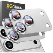 Apple iPhone 17 Pro Max Camera Lens Protector, 2-Pack Metal Frame Tempered Glasses Shatterproof Full Coverage, Silver