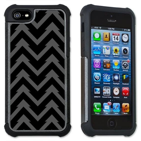 Apple iPhone 6 Plus / iPhone 6S Plus Cell Phone Case / Cover with Cushioned Corners - Black Chevron