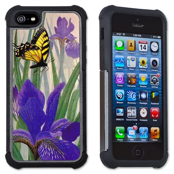 Apple iPhone 6 Plus / iPhone 6S Plus Cell Phone Case / Cover with Cushioned Corners - Butterfly in Irises