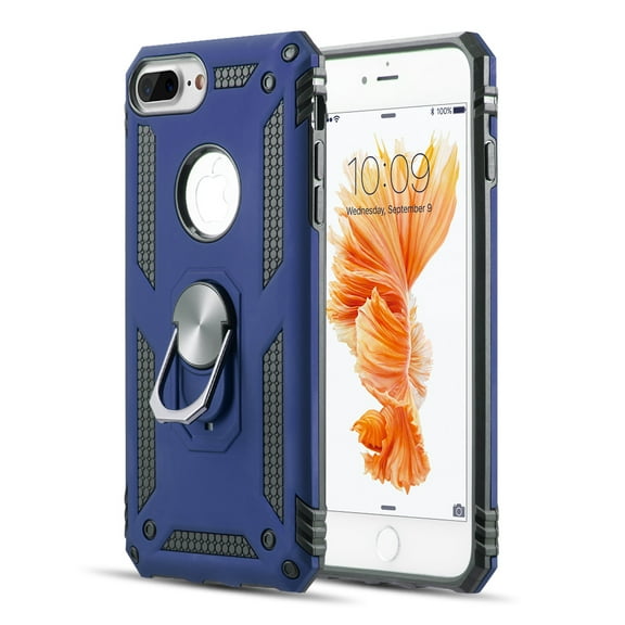Apple iPhone 7 Plus/8 Plus/6S Plus/6 Plus Phone Case Finger Ring Holder Kickstand 360° Rotable Clip Hybrid Shield Heavy Duty Armor Dual Layer Protective Bumper Cover BLUE for iPhone 8/7/6/6s PLUS