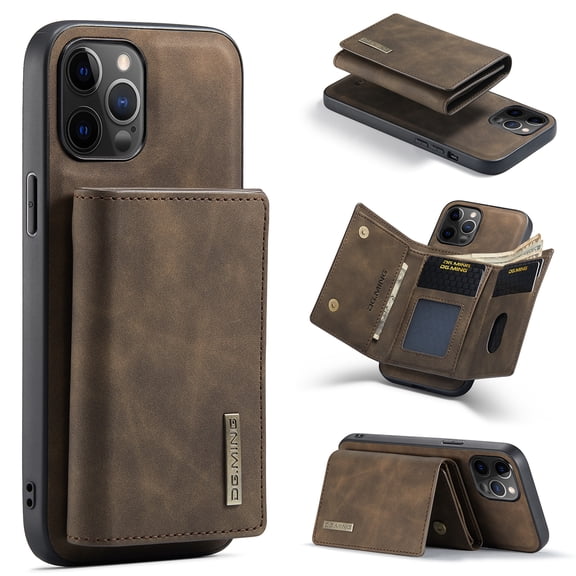 Apple iPhone 7 Plus Case 5.5 Inch, iPhone 8 Plus Case - Magnetic Clasp Removable PU Leather Wallet Case with Stand, Sturdy Silicone Back Cover Case, Lightweight Protector with Card Holder (Coffee)