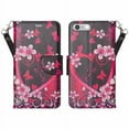 thumbnail image 1 of Apple iPhone 8 Plus Case Cover, Wrist Strap Pu Leather Magnetic Flip Fold[Kickstand] Wallet Case with ID & Card Slots for iPhone 8 Plus - Flower Hearts, 1 of 4