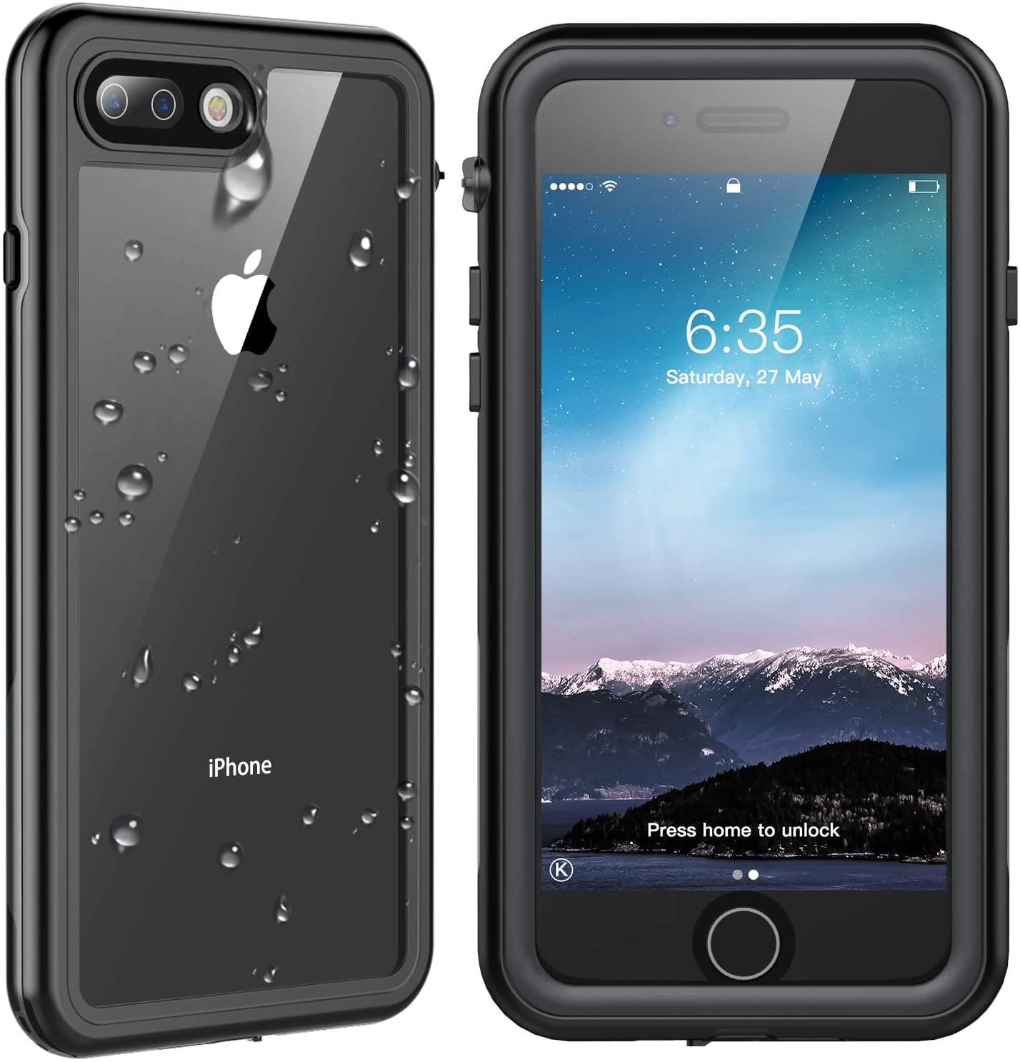 Seacosmo IPhone 7 Plus/8 Plus Schutzhülle – 360° Schutz, Mit Displayschutz, Stoßfest, Schwarz