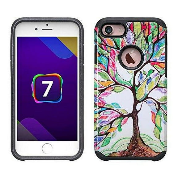 Apple iPhone SE 2023/SE 2022/iPhone 8/iPhone 7 Case Cover, Slim Hybrid Dual Layer Shock Resistant Case - Colorful Tree