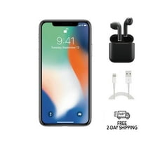 Pre-Owned Apple iPhone X (Unlocked) 64GB Silver (A1865) Bundle with Wireless Earbuds