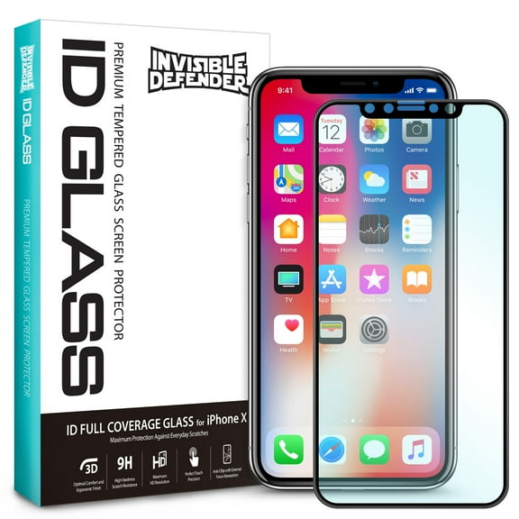 Apple iPhone X Phone Screen Protector - Invisible Defender Glass Full Coverage Screen Protector Ultimate Clear Shield, High Definition (HD) Quality, Anti-Scratch Technology for Apple iPhone 10