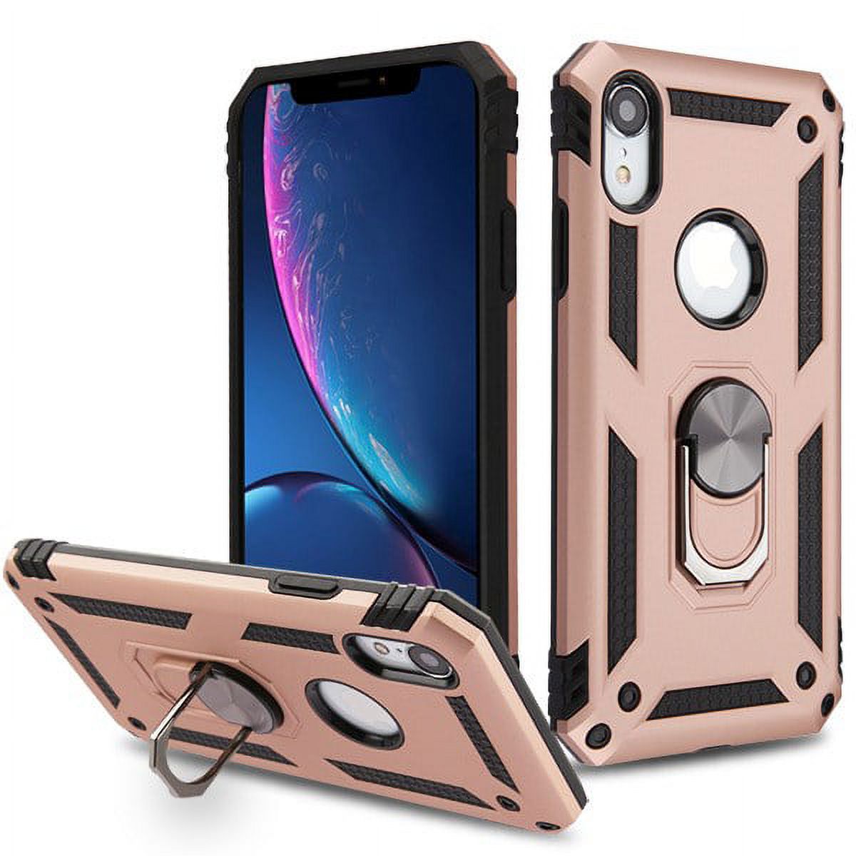 Apple iPhone XR (6.1 Inch) Phone Case Hybrid Durable 360 Degree Rotatable Ring Stand Holder