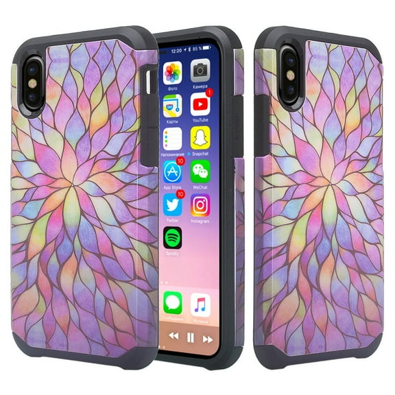 Apple iPhone XR Case Cover Dual Layer Hybrid Shock Proof Case Cute Girls Women Protective Cover for iPhone XR - Rainbow