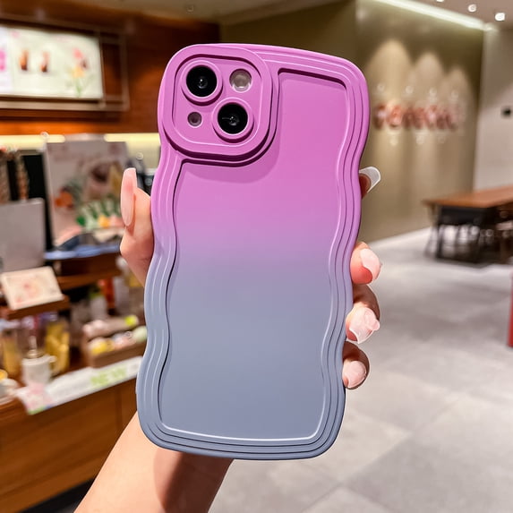 For Apple iPhone XR Case, Stylish Gradient Color Wave Frame Flexible TPU Back Cover Anti-Scratch Drop Proof Anti-Fingerprint Protective Slim Fit Phone Case for iPhone XR, Purple
