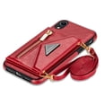 thumbnail image 1 of Apple iPhone XR Crossbody Bag Case, Dteck Zipper Pocket Credit Card Holder Wallet Case Phone Cover with Shoulder Strap, For iPhone XR,Red, 1 of 7